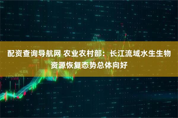 配资查询导航网 农业农村部：长江流域水生生物资源恢复态势总体向好